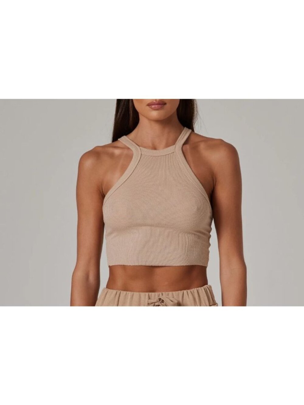 NEW TALENTLESS RIB HALTER BUTTERCREAM TANK SZ MEDIUM